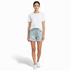 AP Aphrodite Light Wash Distressed Jean Shorts with Multicolor Rhinestones